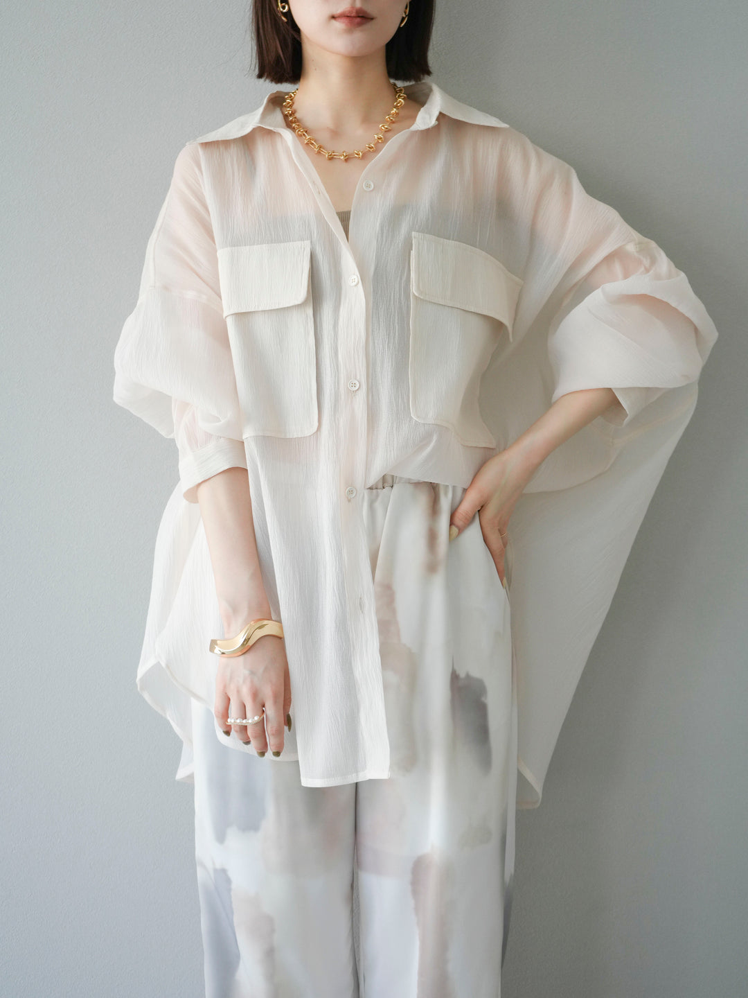[予約]BIGポケットオーバーシアーシャツ/ホワイト