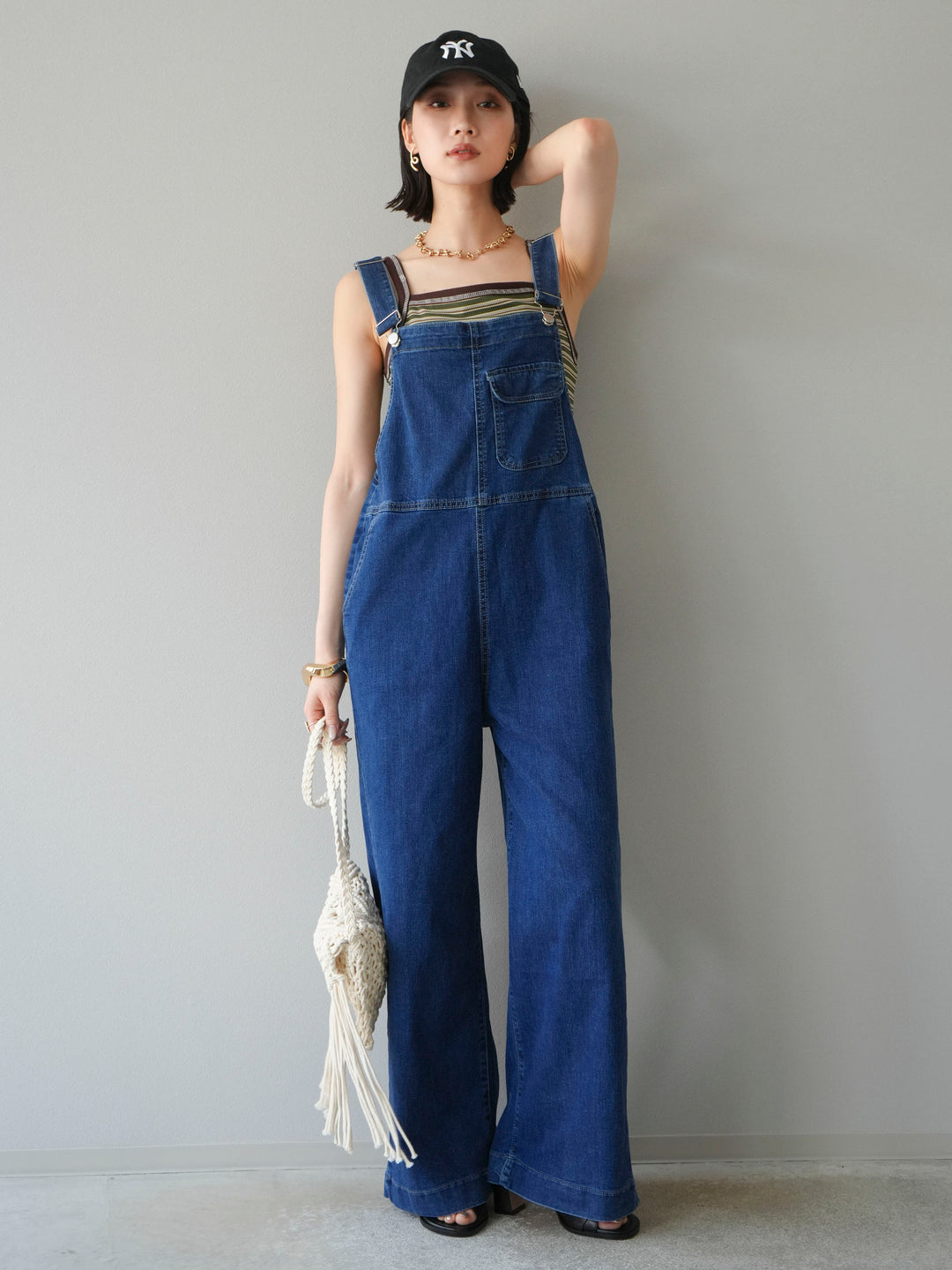 【預購】彈性牛仔寬褲/藍色