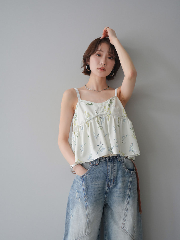 [SET]フラワープリントキャミソール+フラワープリントキャミソール(2set)