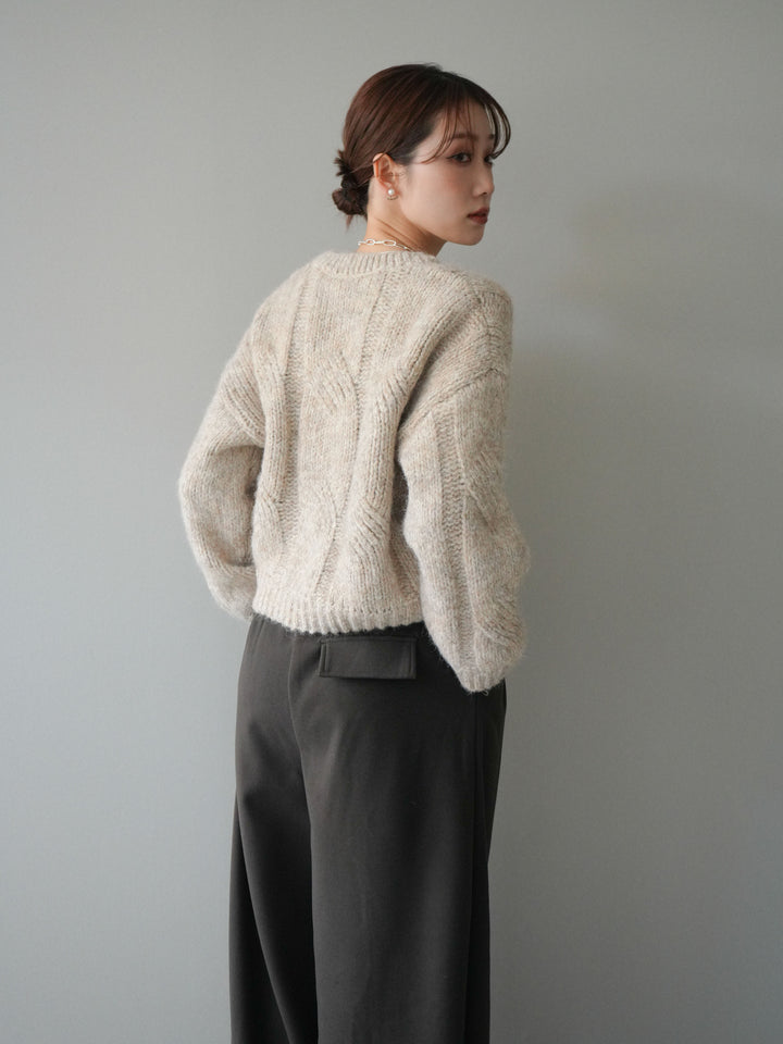 [予約]ワイドケーブルミックスニットプルオーバー/ivory