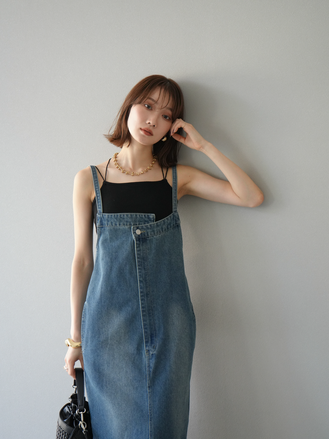 【預購】不對稱牛仔洋裝/藍色