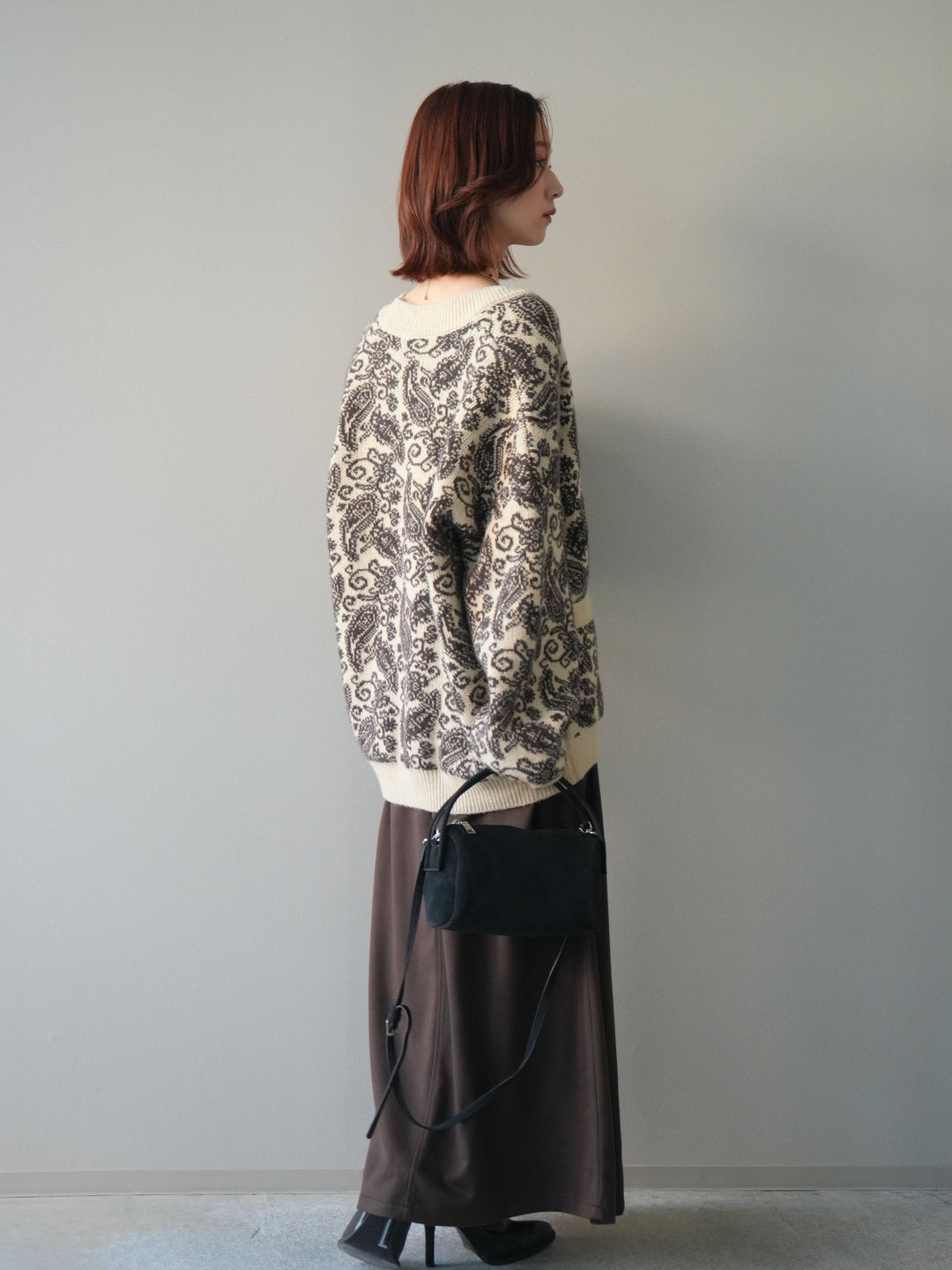 [予約]配色パイピングIラインスカート/brown