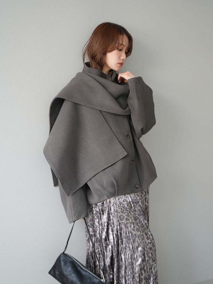 [予約]ストール付きミディアムコート/brown