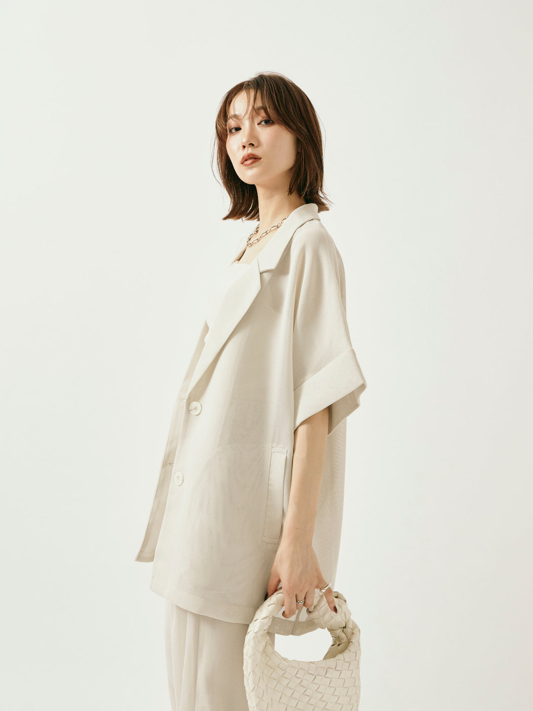 【Allure】[SET]メッシュハーフテーラードジャケット+メッシュハーフテーラードジャケット(2set)