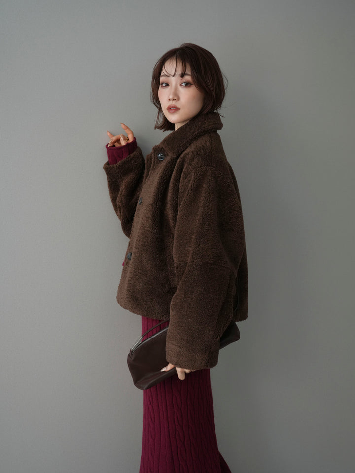 [予約]エコファーステンカラージャケット/brown
