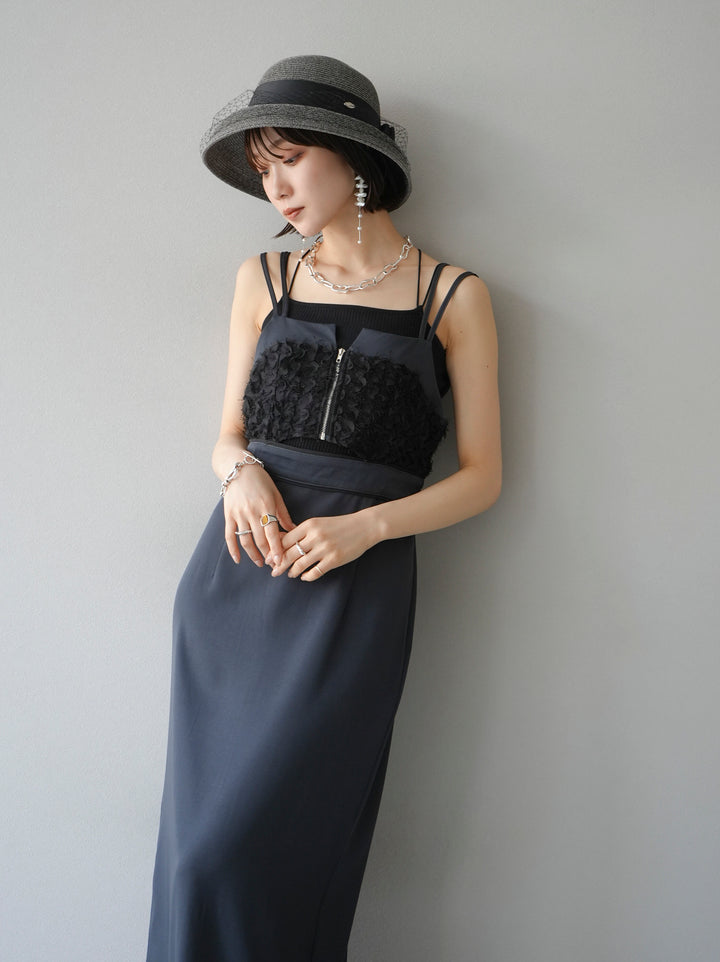 [Pre-order] Jacquard bustier design dress/charcoal