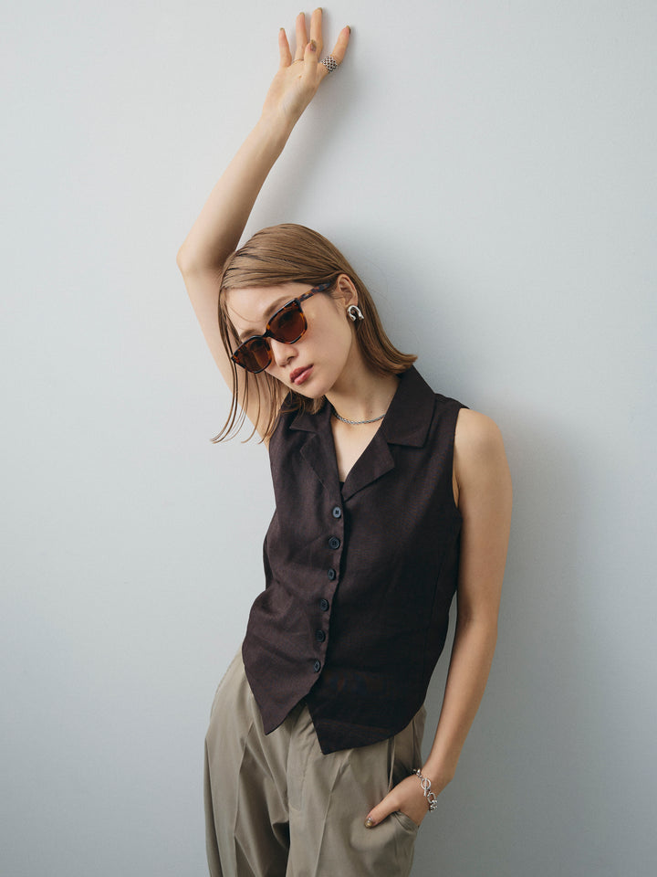 [SET]リネンライクテーラードジレ+コクーンワイドチノパンツ(2set)