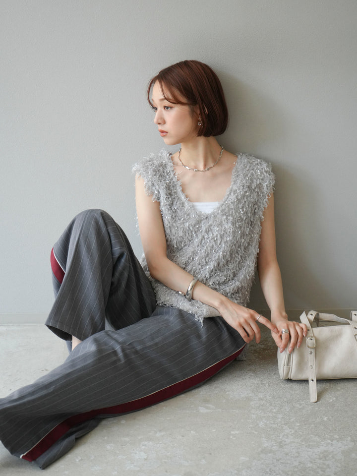 [予約]フェザーVネックベスト/グレー