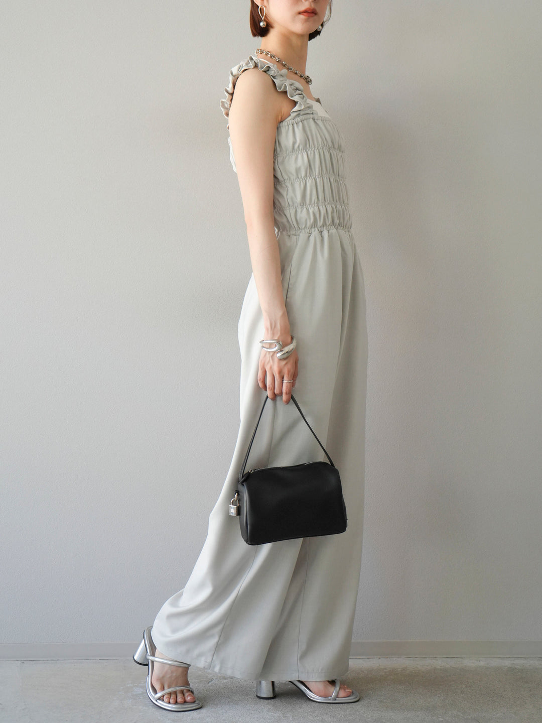 [予約]ヘザーエステルシャーリングサロペット/アイボリー