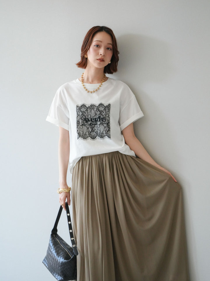 [予約]レースコラージュロゴTシャツ/off