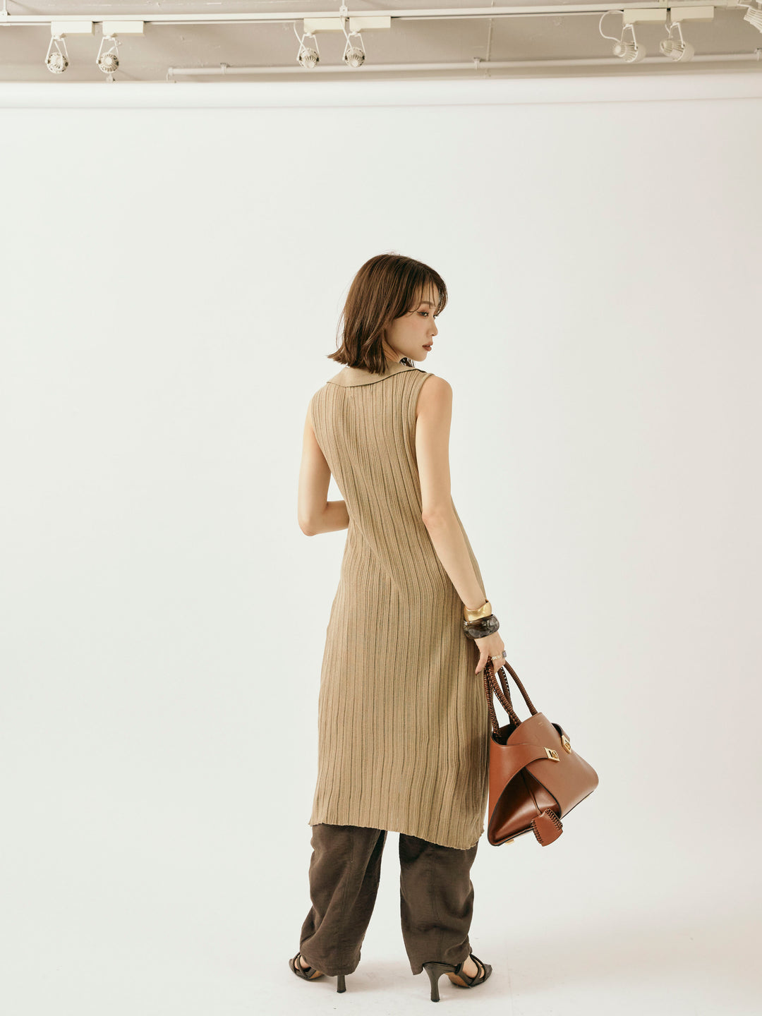 [予約]リネンライクベイカーバルーンパンツ/ブラウン