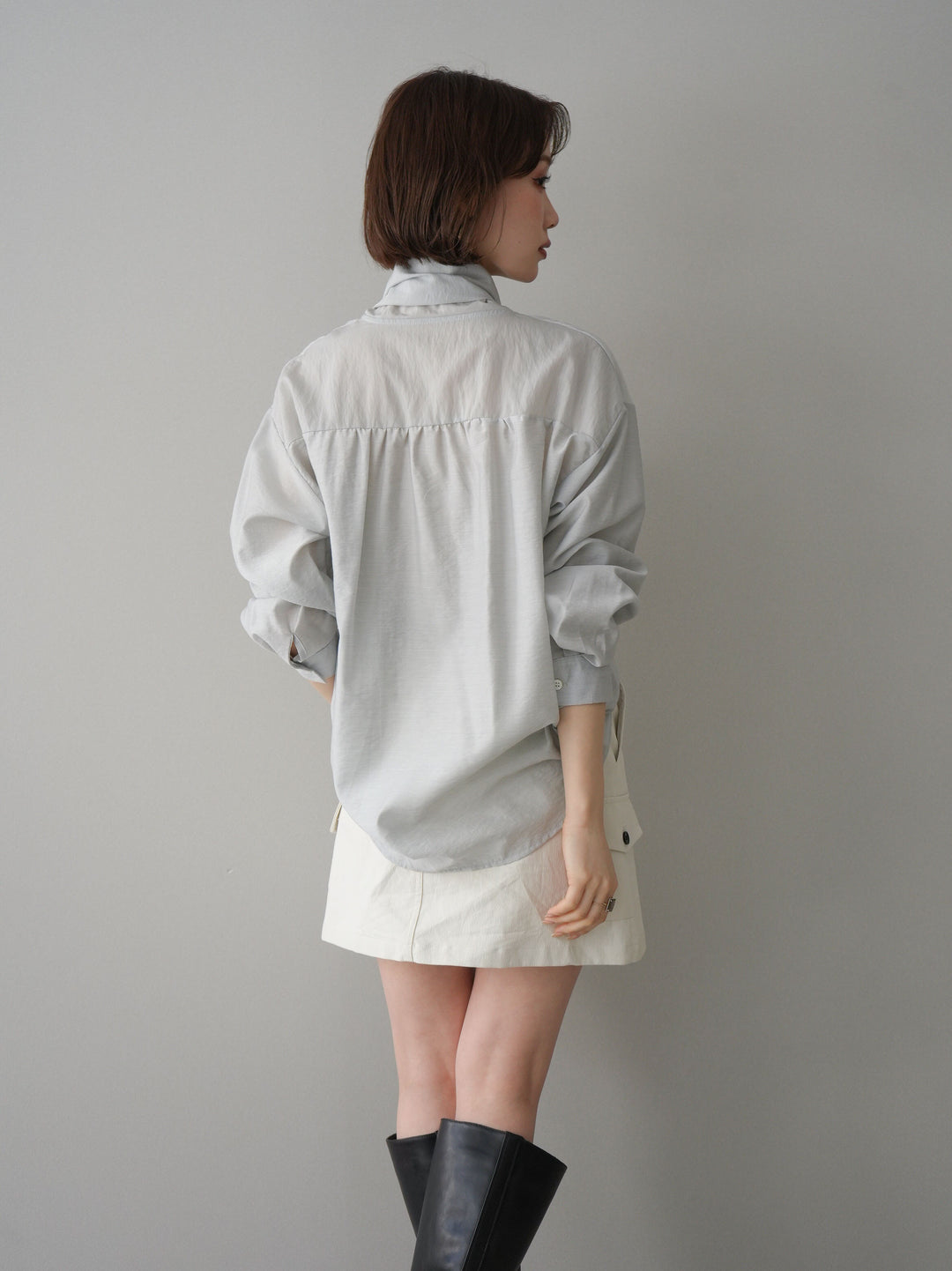 [予約]シアーボウタイブラウス/gray