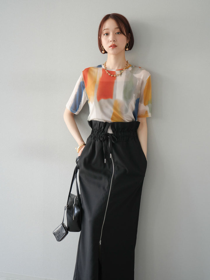 [套裝] 水彩藝術透視T卹 + Heather Ester 褶皺拉鍊裙 (2套)