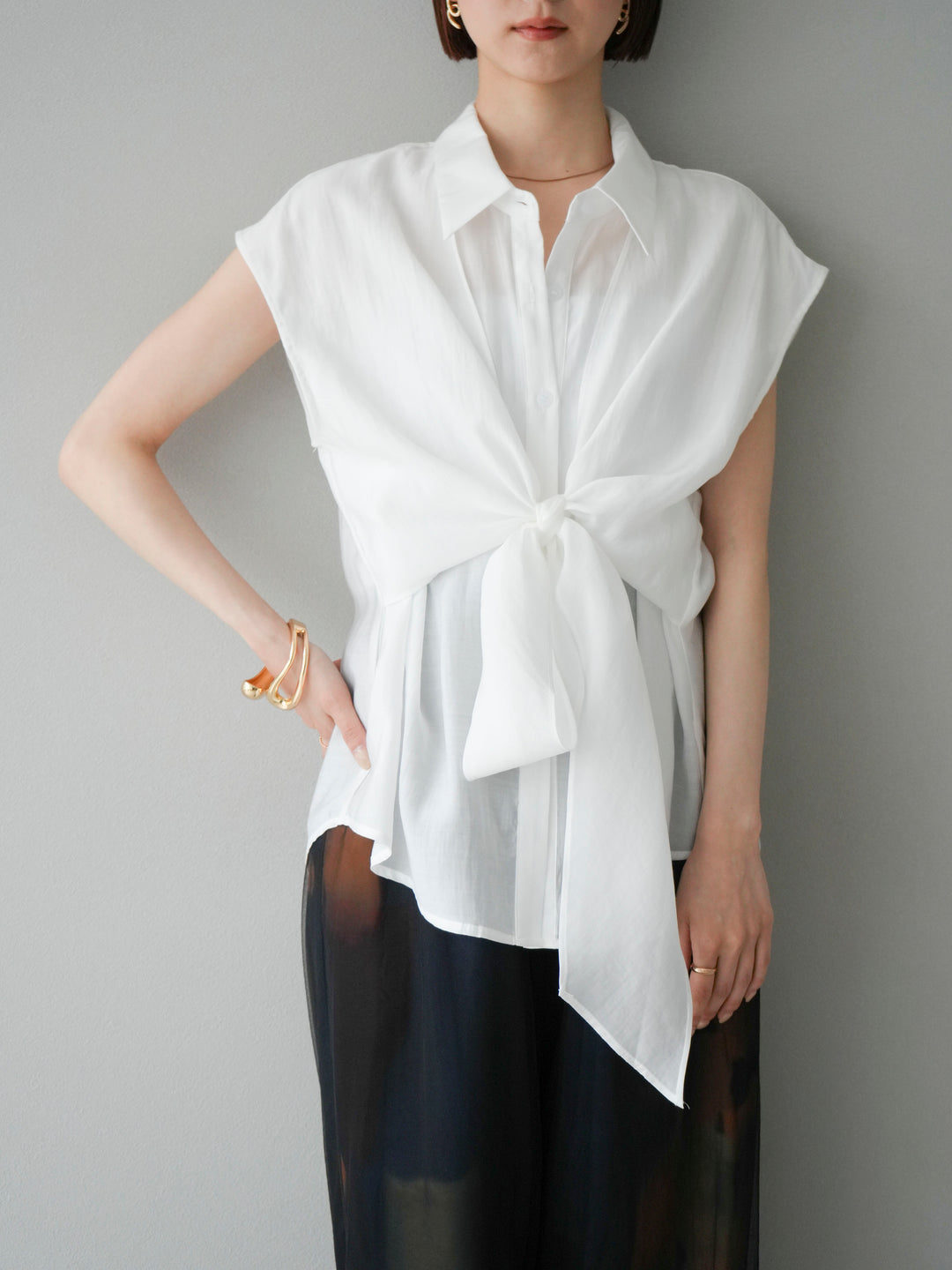 [SET]フロントタイシアーブラウス+フロントタイシアーブラウス(2set)