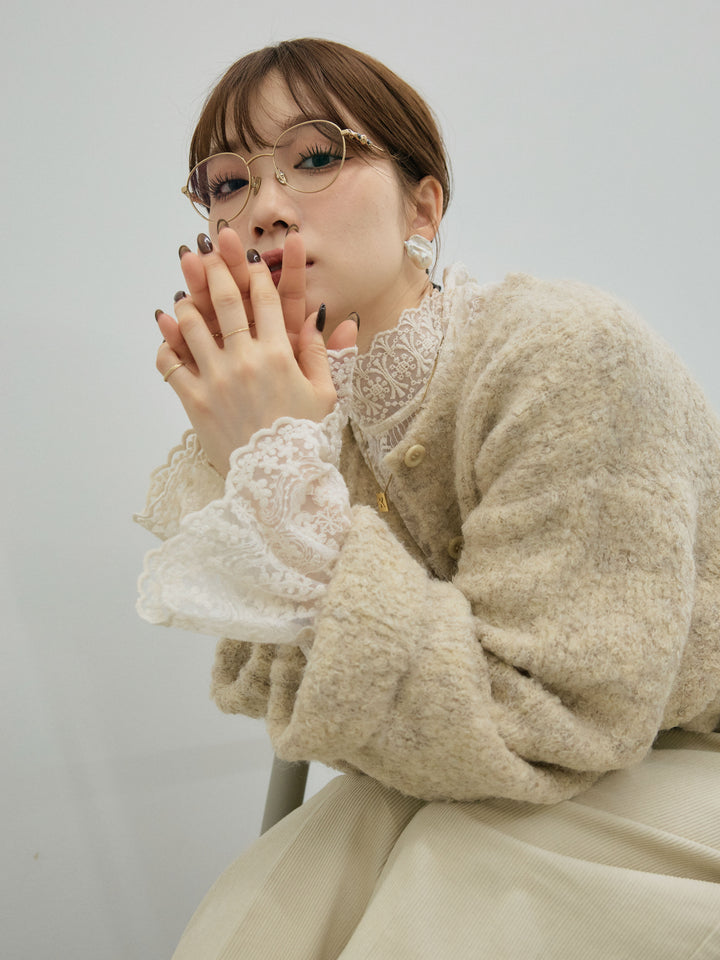 【Allure】[SET]ブークレニットカーディガン+ブークレニットカーディガン(2set)