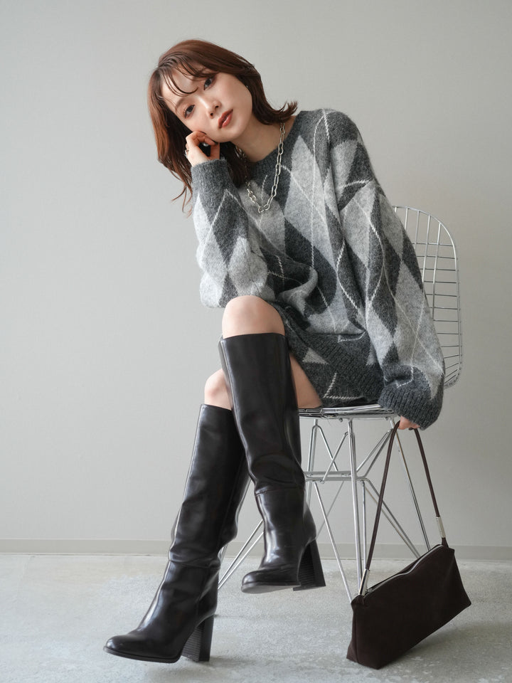 [SET]アーガイル柄ニットプルオーバー＆ミニスカート