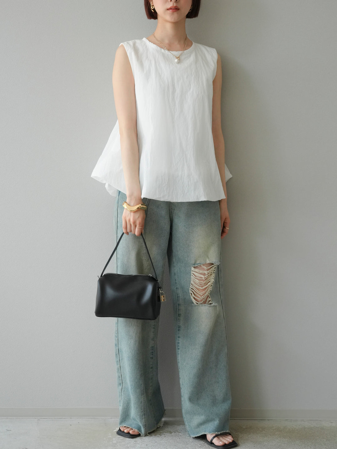 [予約]ワッシャータフタバルーンブラウス/オフ