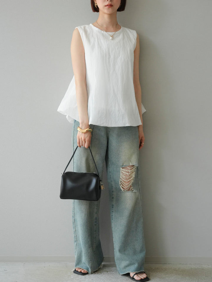 [予約]ワッシャータフタバルーンブラウス/オフ