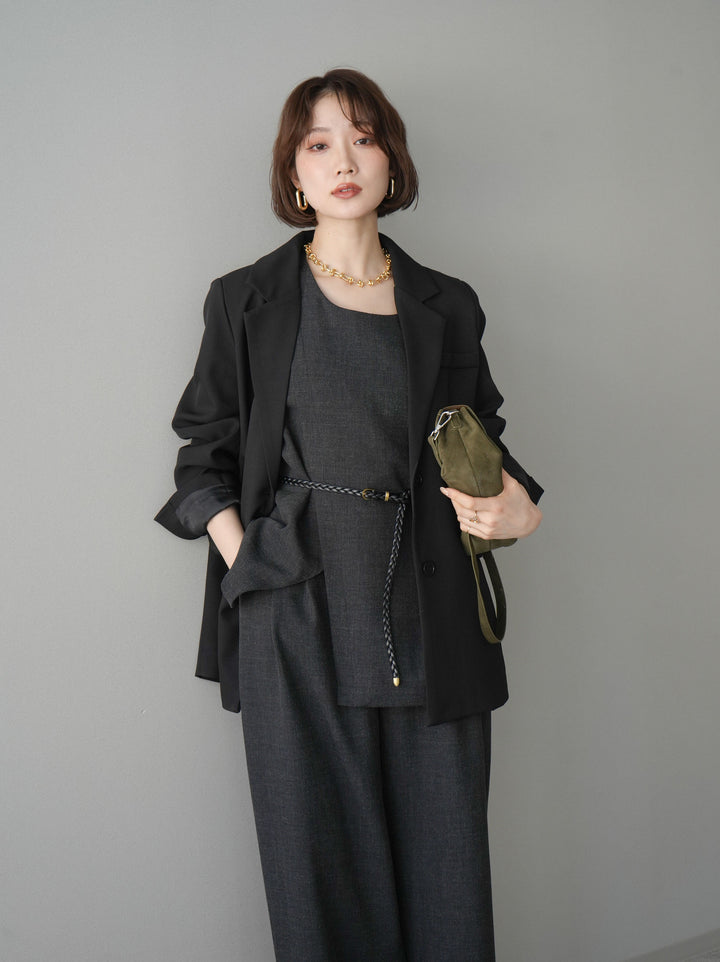 [SET]ベルト付ノースリーブトップス＆ワイドパンツSETUP