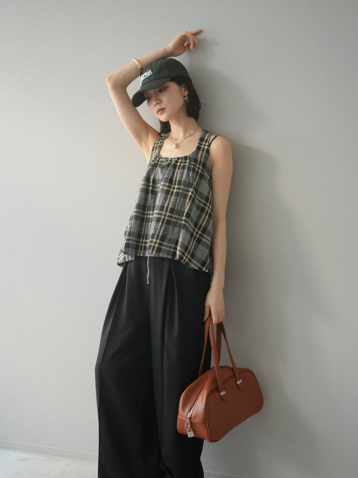 [予約]チェッククロスキャミプルオーバー/ブラック