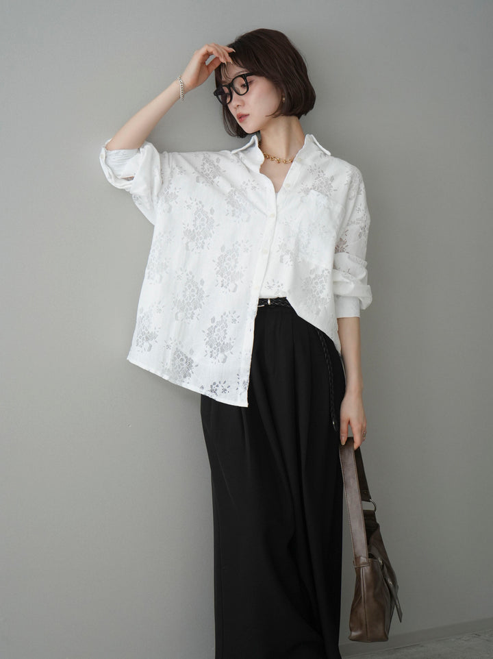 [SET]ジャガードレースオーバーシャツ+選べるアクセセット(2set)