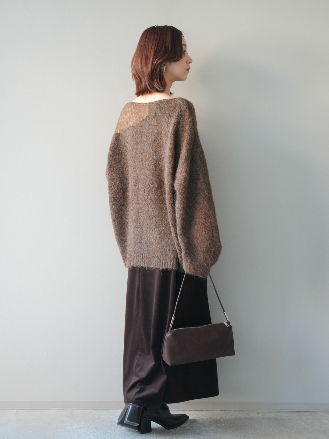 [予約]ベルベットナロースカート/brown