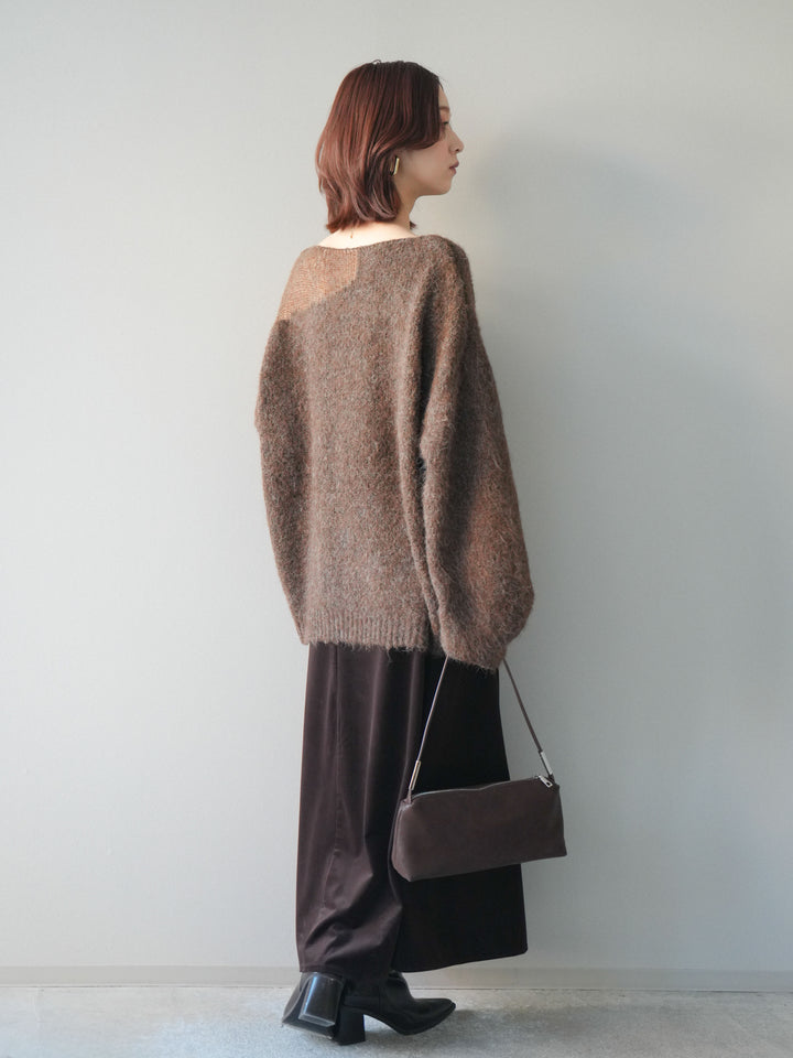 [予約]ベルベットナロースカート/brown