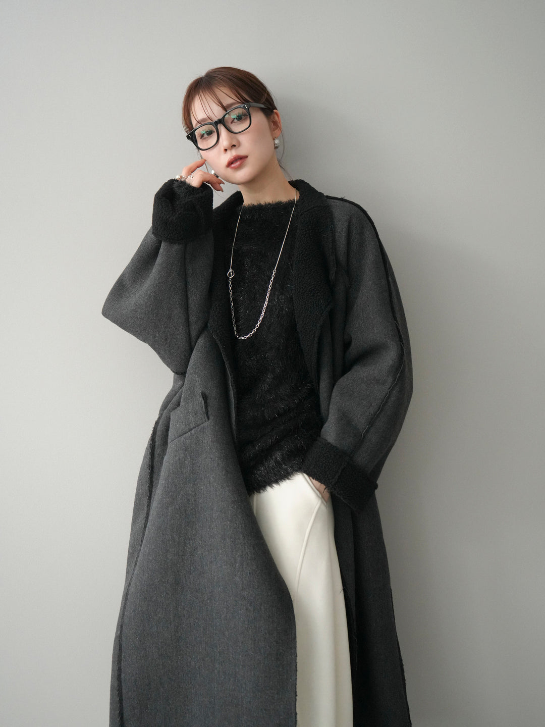 [予約]アウトシーム裏ボアコート/black