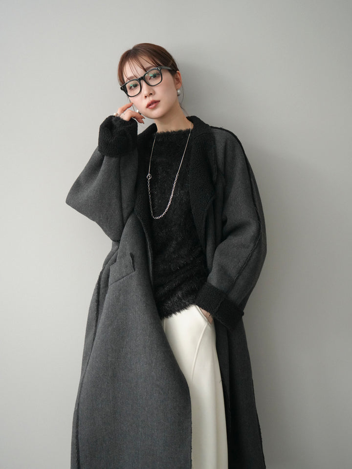 [予約]アウトシーム裏ボアコート/black