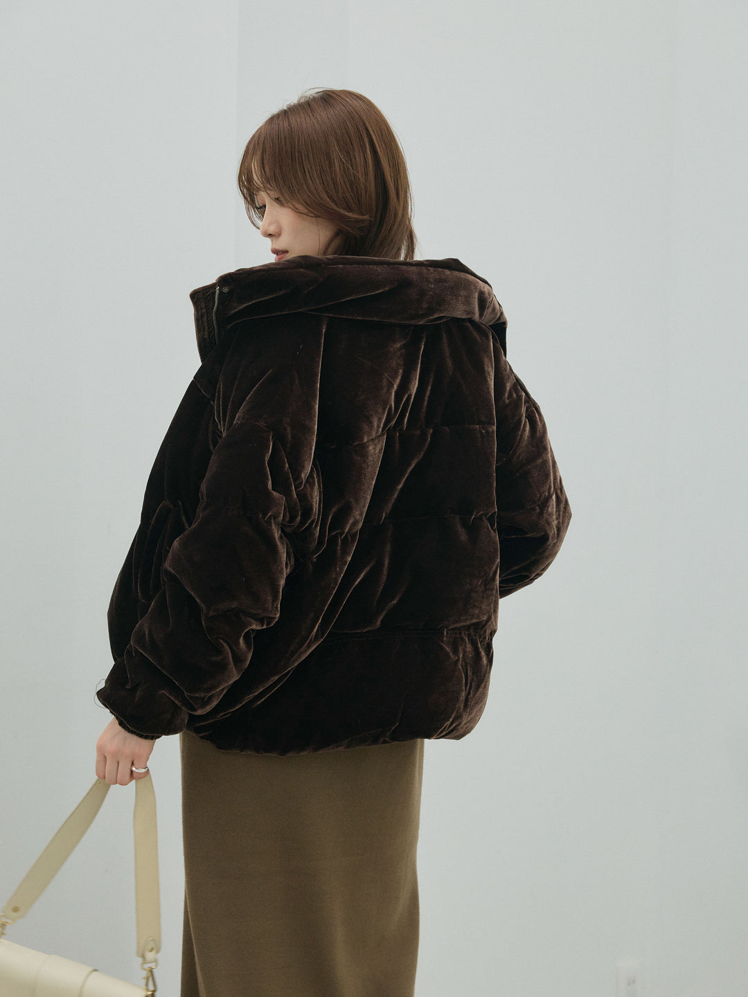 [予約]ヘンリーネックレイヤードニットワンピース/khaki