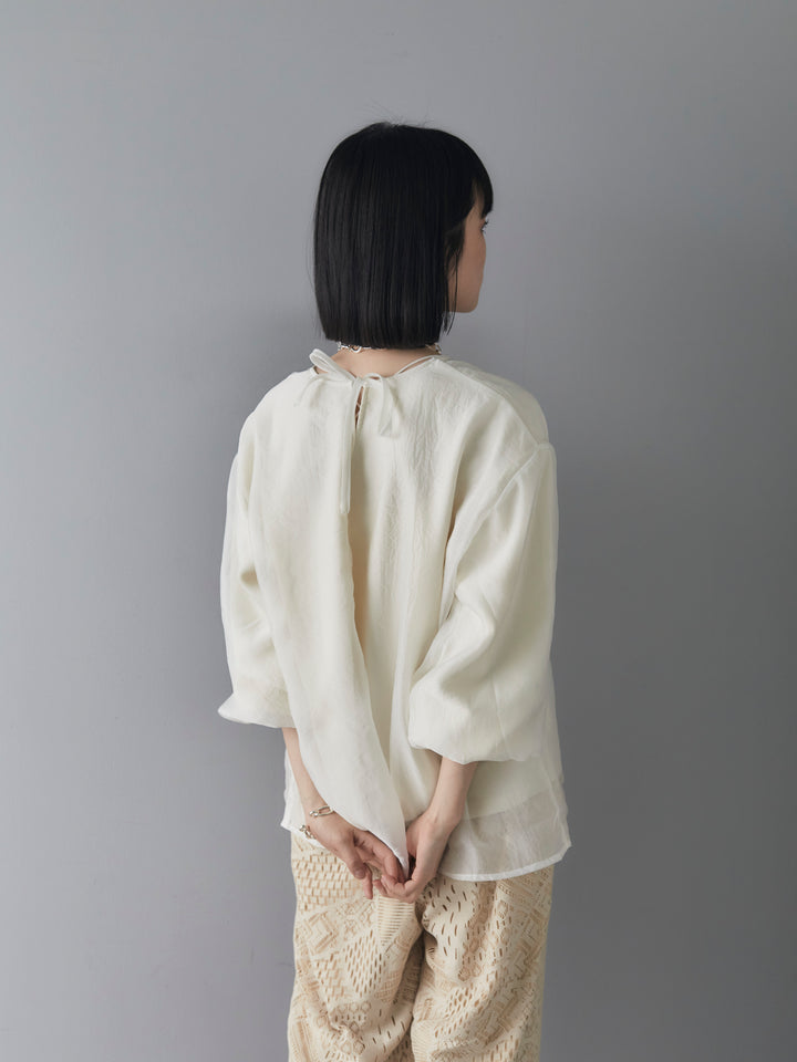 [Pre-order] Back ribbon tulle layered pullover/ivory