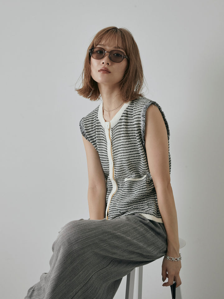 【預購】仿麻腰帶寬褲/灰色