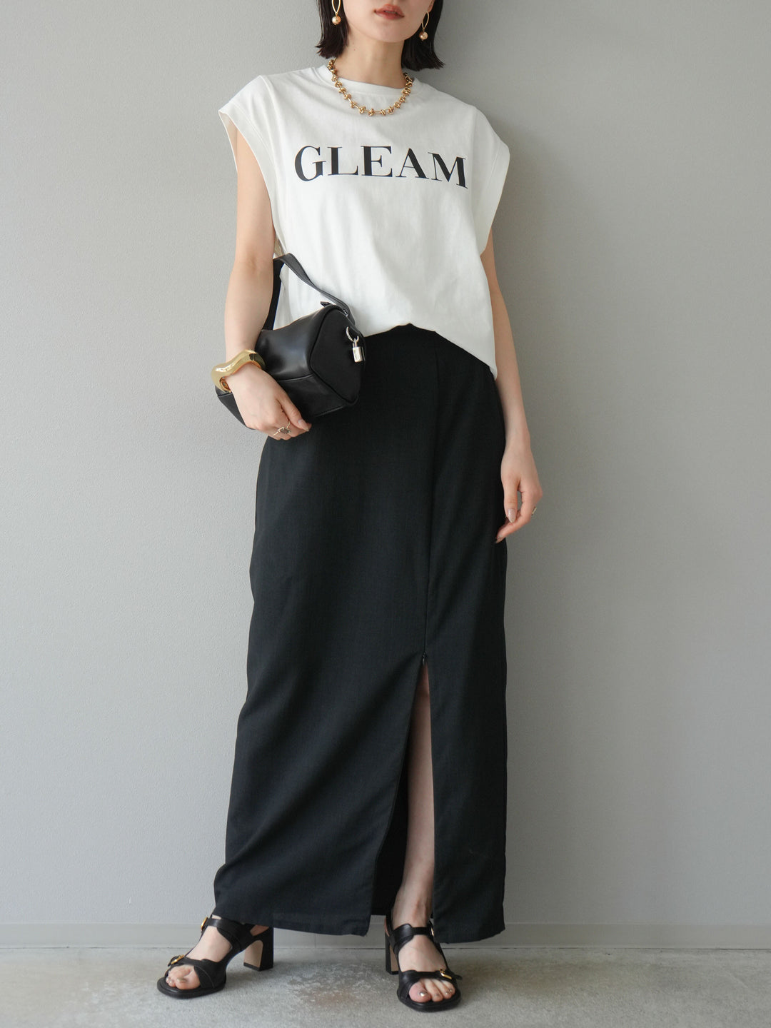 [預訂] 後標logo印花美國棉質T卹/米白色