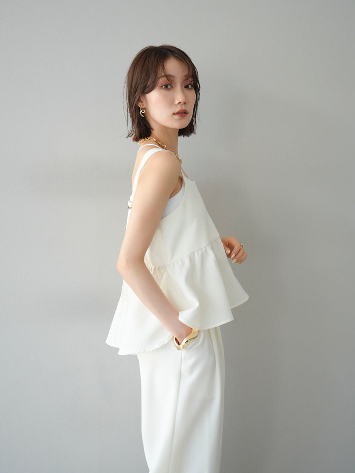 [SET]リネンライクビスチェ+リネンライクイージーワイドパンツ(2set)