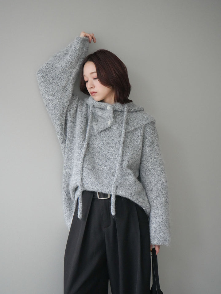 [SET]バラクラバSETニットプルオーバー+ベルトループデザインワイドパンツ(2set)