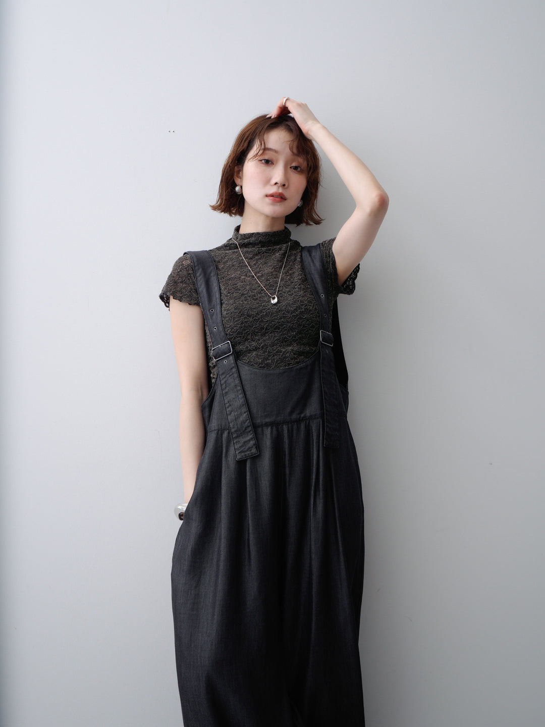 [予約]前後2WAYテンセルデニムオールインワン/black