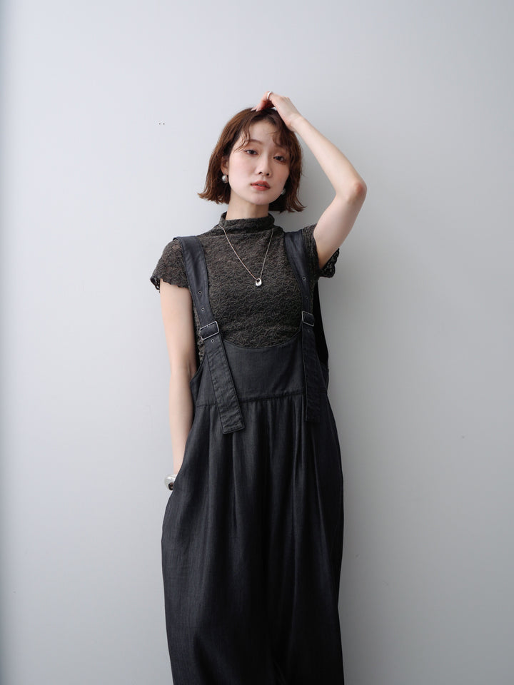 [予約]前後2WAYテンセルデニムオールインワン/black