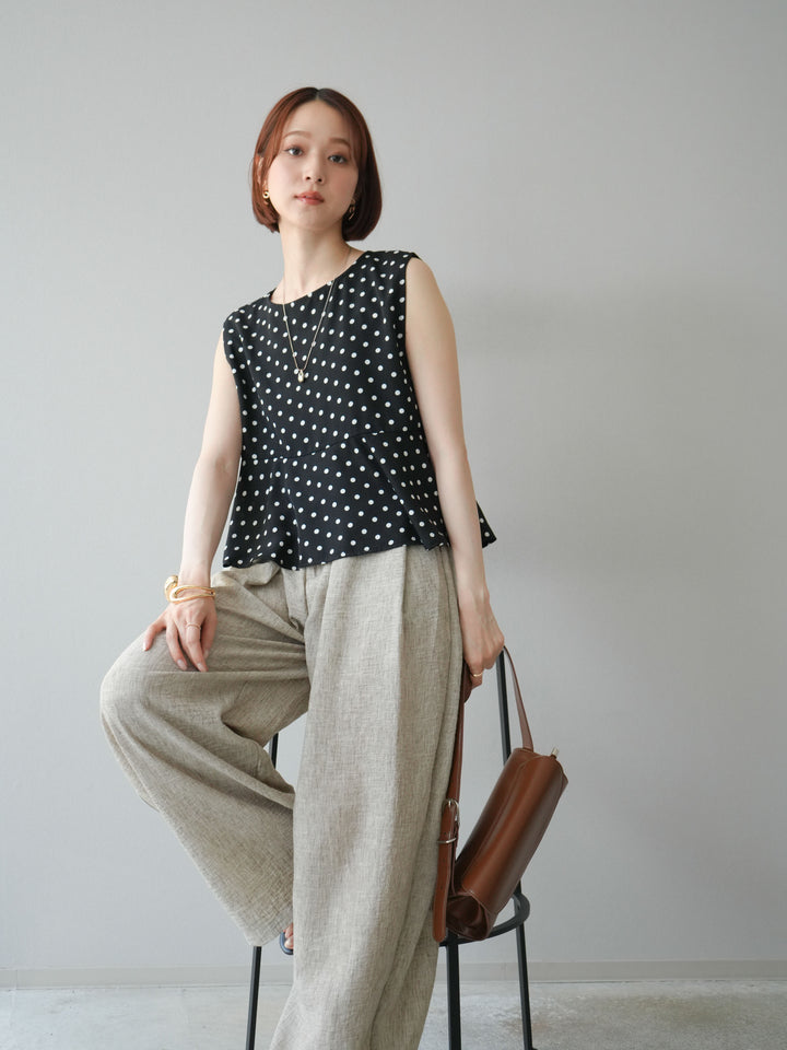 [予約]ドットぺプラムトップス/ブラック