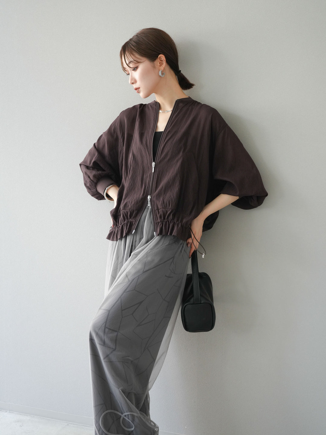 [預訂] Washer Sheer Blouson/棕色