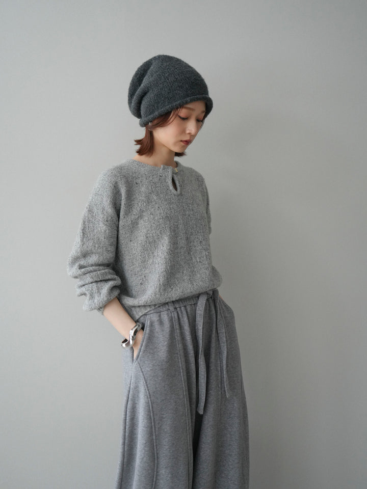 [予約]ツイストネックラメネップヤーンニットプルオーバー/gray
