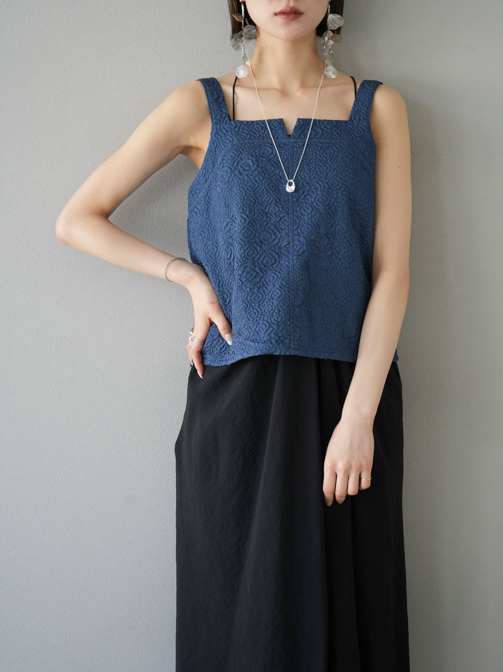 [Pre-order] Puffy Jacquard Bustier Cami Top/Blue