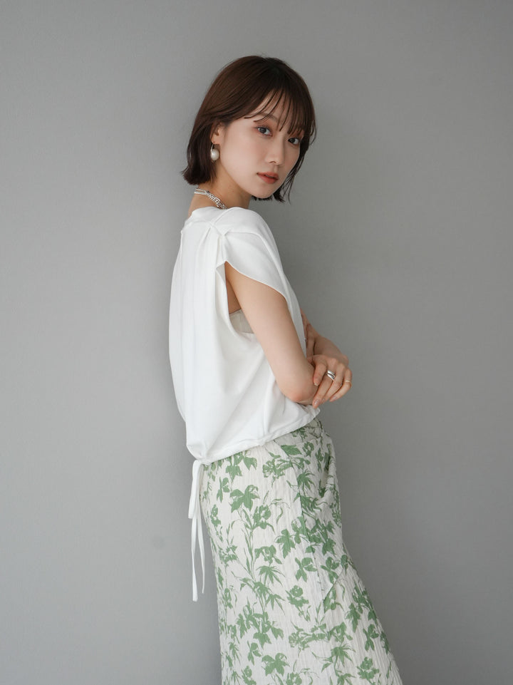 [Pre-order] Washer waist design flower pattern skirt/green