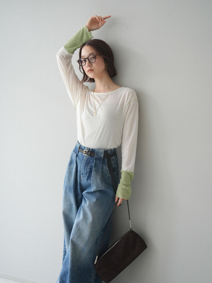 [SET]配色メロウトップス+配色メロウトップス(2set)