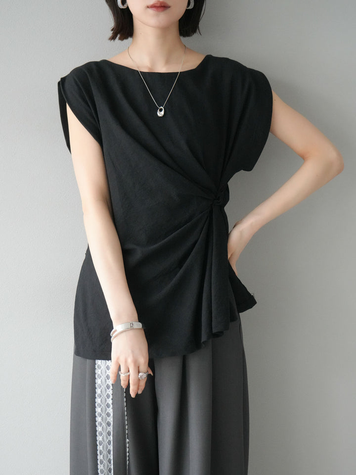 [予約]サイドツイストフレンチトップス/ブラック