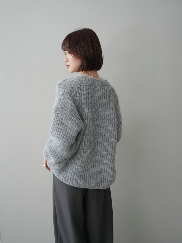 [SET]Vネックレースニットプルオーバー+ベルトループデザインワイドパンツ(2set)