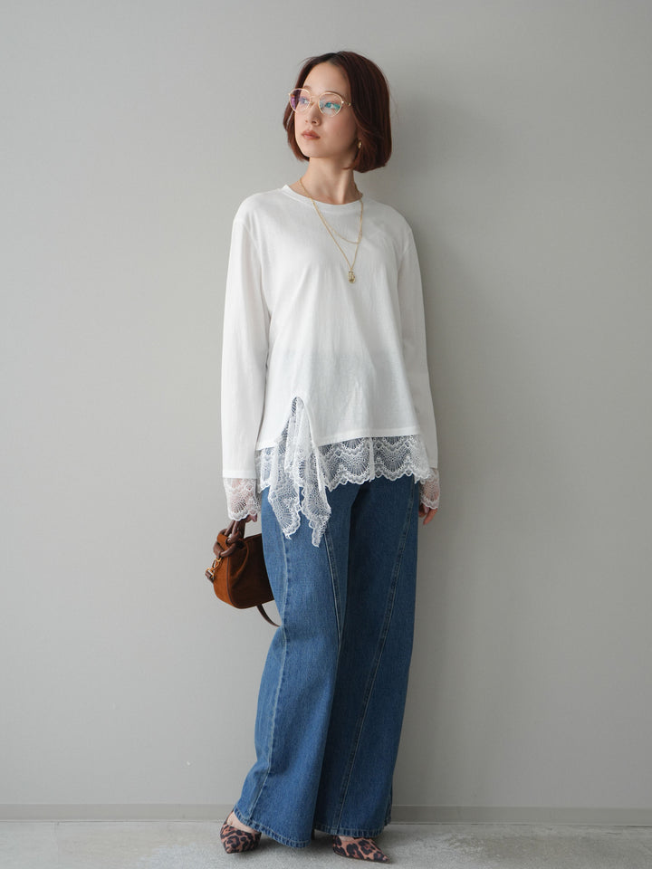 [予約]サイドラインフレアデニムパンツ/blue