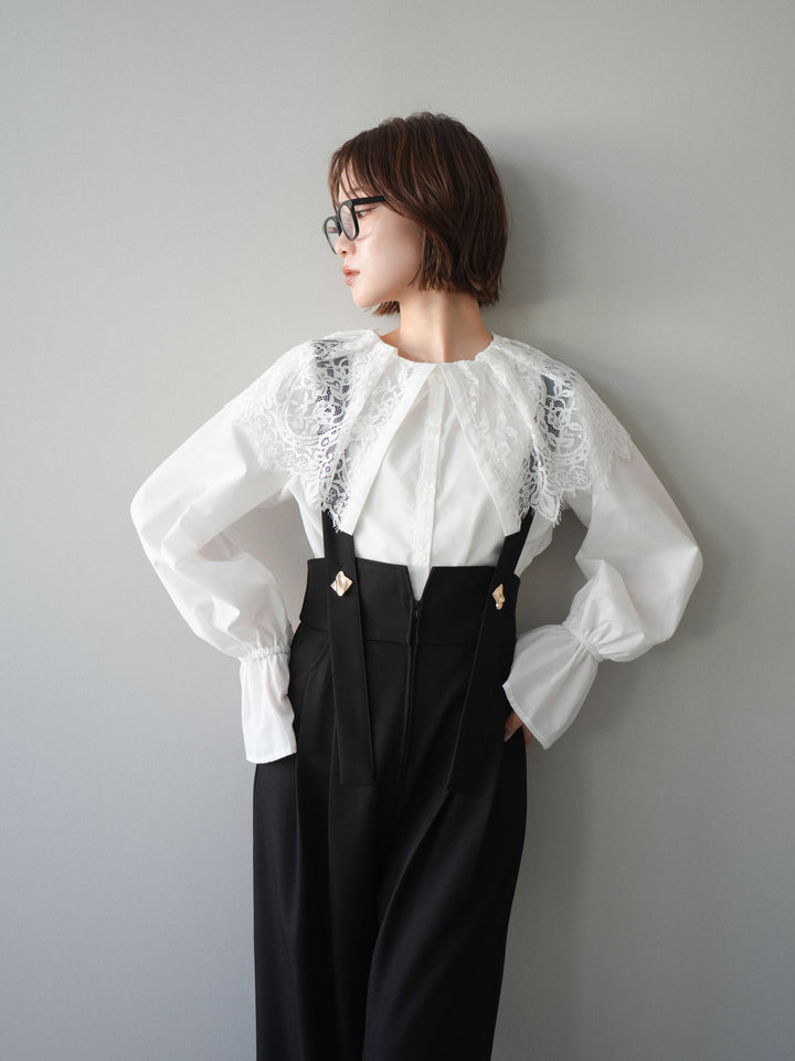 [予約]ビッグレースカラーブラウス/white