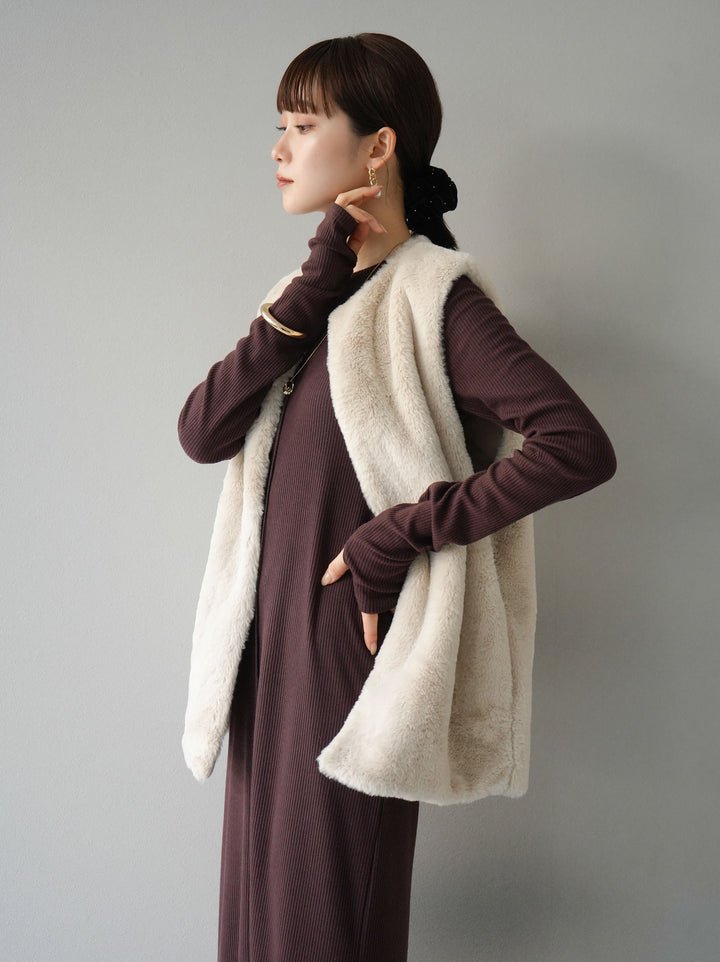 [SET] 鏤空羅紋長袖洋裝+可選配件套裝（2套）