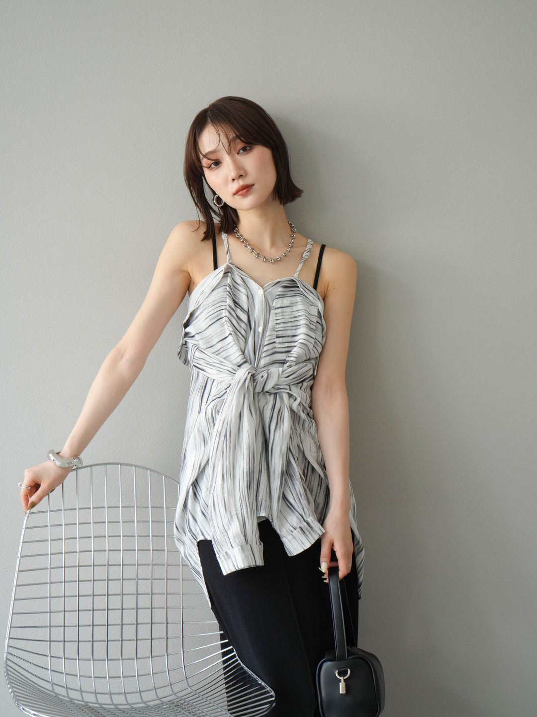 [予約]マルチWAYニュアンス柄オーバーシャツ/グレー