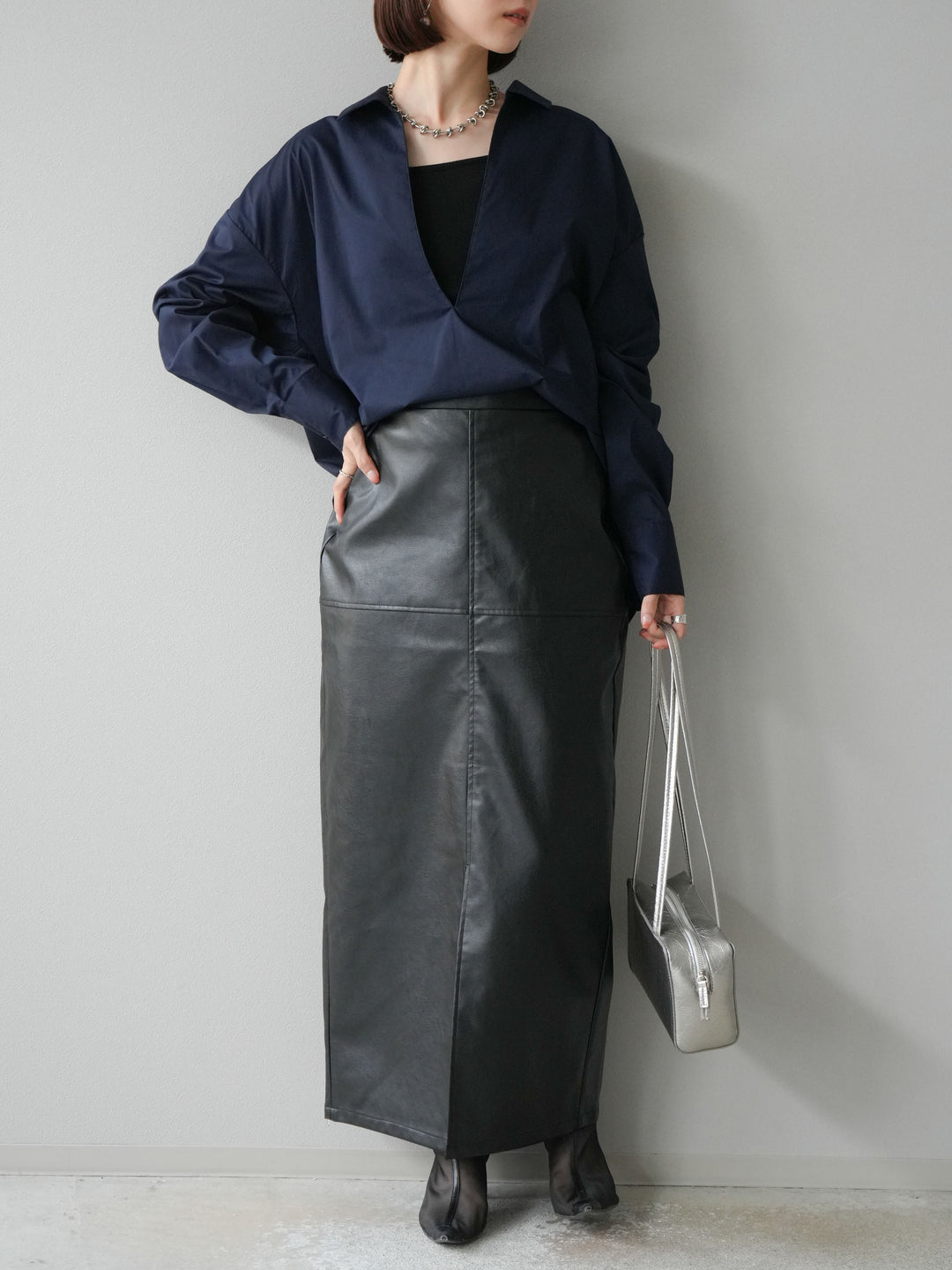 [予約]ブロードディープスキッパーブラウス/ネイビー